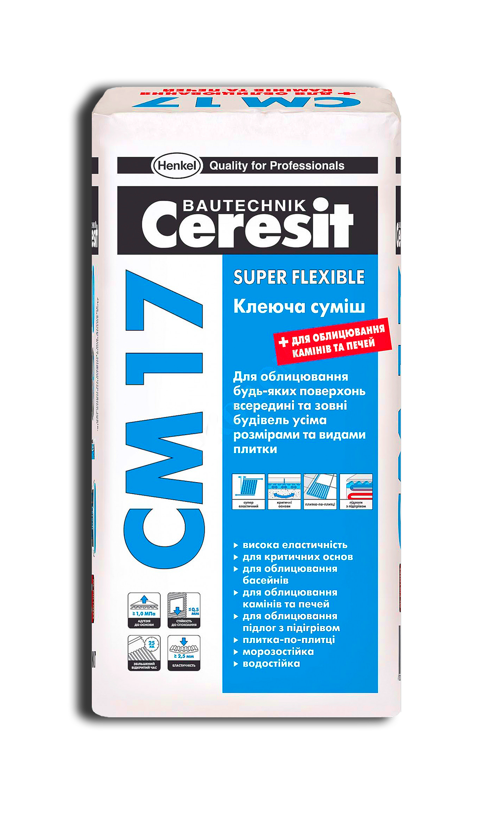 Клей для плитки эластичный Ceresit CM-17 25 кг